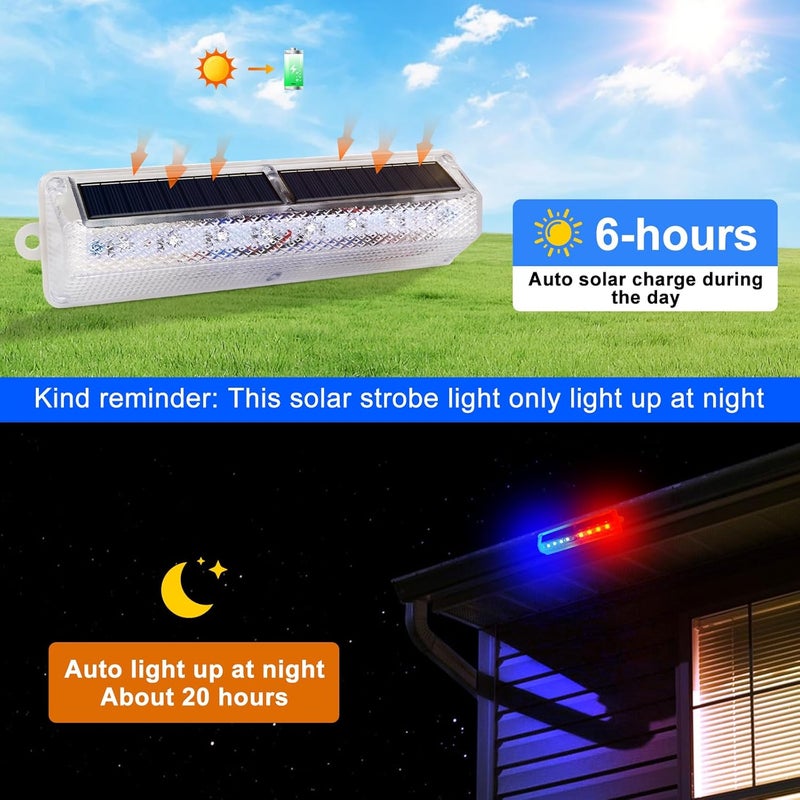 Aolyty Solar Warning Light, Bright Red and Blue Light Flashing Alternately Waterproof Emergency Caution Lights for Construction Site, Dock, Guardrails, Driveway, Beacon (Red & Blue) - Image 2